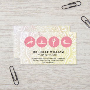 Carte De Visite Motif Mandala   Icône Poses Yoga