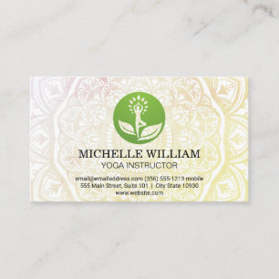 Carte De Visite Motif Mandala   Logo de la feuille de yoga