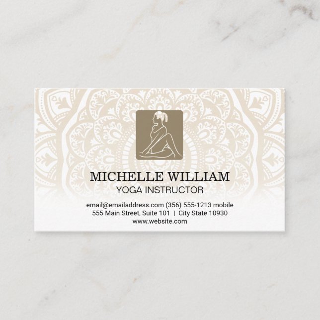 Carte De Visite Motif Mandala | Pose Yoga Twist (Devant)