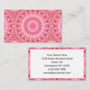 Carte De Visite Motif Mandala Rouge et Rose