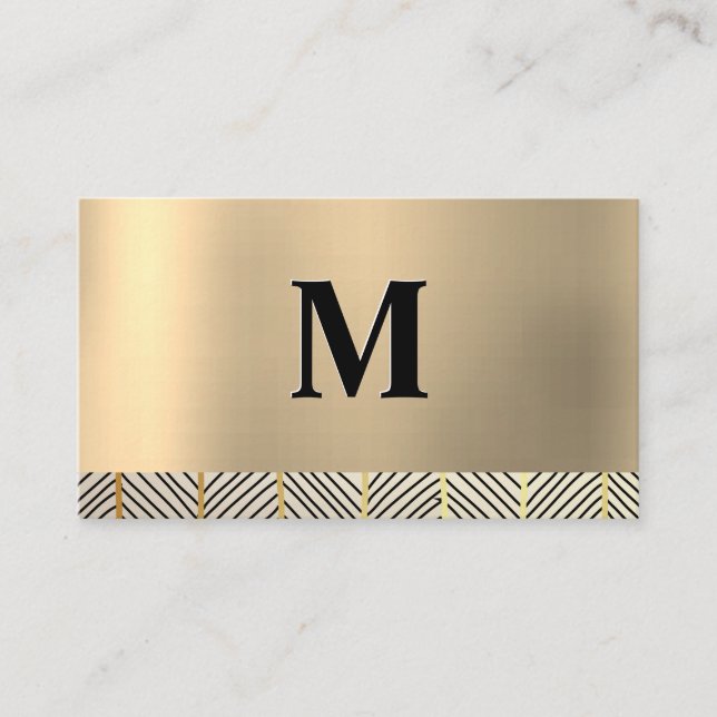 Carte De Visite Motif métallisé or Monogram (Devant)