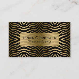 Carte De Visite Motif moderne Black & Gold Zebra