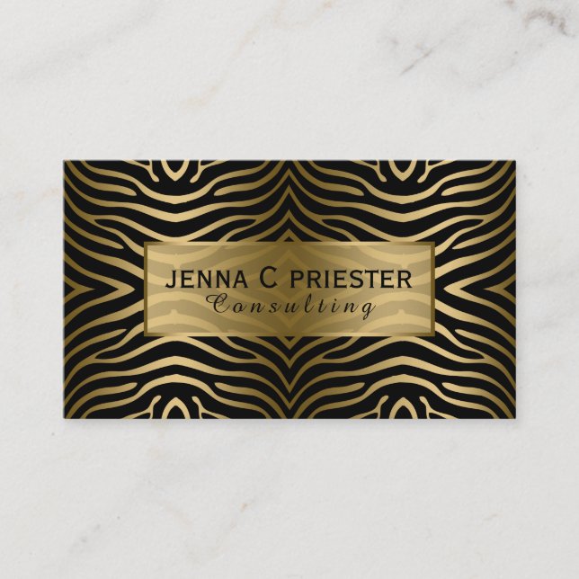 Carte De Visite Motif moderne Black & Gold Zebra (Devant)