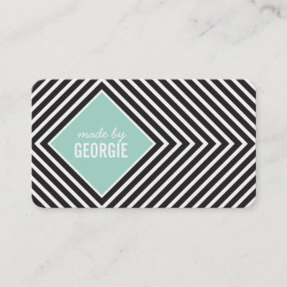 Carte De Visite MOTIF MODERNE diamant noir menthe blanche