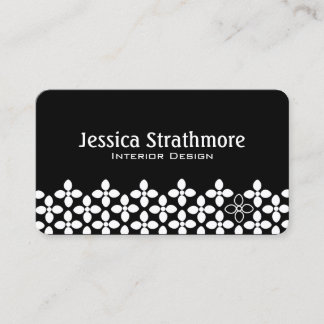 Carte De Visite Motif moderne Fleurs noires et blanches