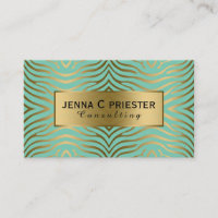 Motif moderne Mint Green & Gold Zebra Stripes