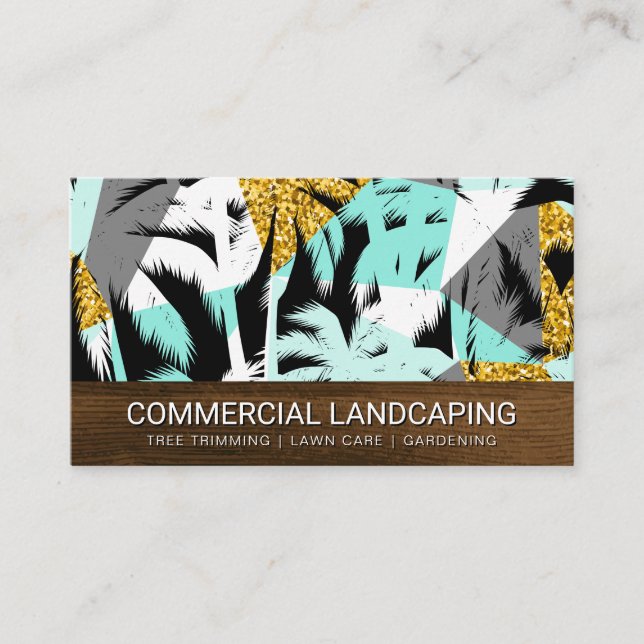Carte De Visite Motif moderne Palm Tree | Grain de bois (Devant)