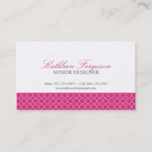 Carte De Visite Motif moderne Quatrefoil rose chaud