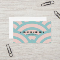 Carte de visite Motif moderne rose et turquoise