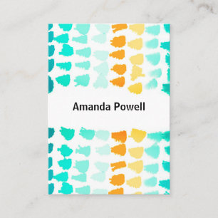 Carte De Visite motif moderne turquoise et orange