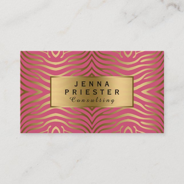 Carte De Visite Motif moderne Zebra Rose & Or (Devant)