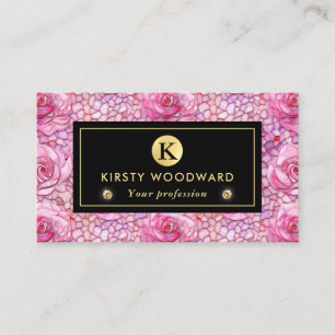 Carte De Visite Motif mosaïque de rose rose élégant