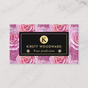 Carte De Visite Motif mosaïque de rose rose élégant