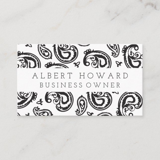 Carte De Visite Motif noir à fleurs Paisley (Devant)