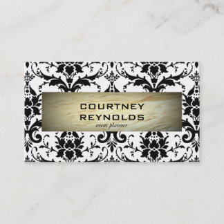 Carte De Visite Motif noir et blanc rétro Damas Marbre
