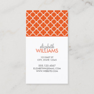 Carte De Visite Motif orange de Quatrefoil de Marocain