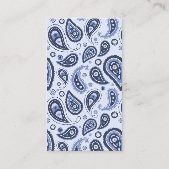 Carte De Visite Motif Paisley Bleu (Devant)