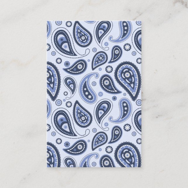 Carte De Visite Motif Paisley Bleu (Devant)