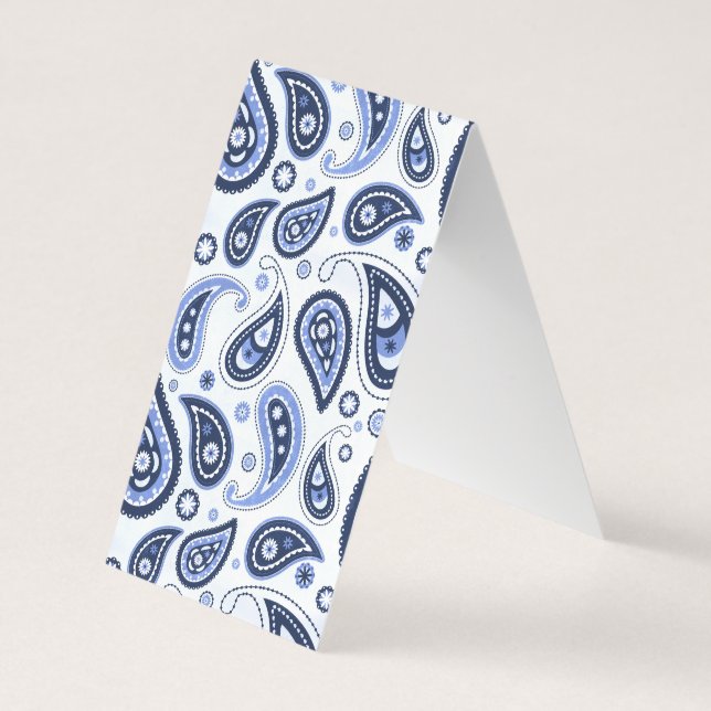 Carte De Visite Motif Paisley Bleu (Dos)
