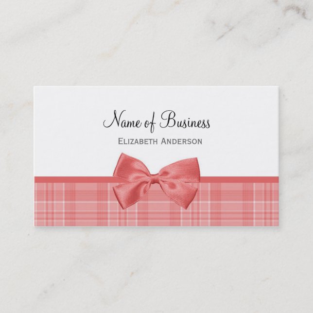 Carte De Visite Motif Plaid Mode Avec Cayenne Bow Rose (Devant)