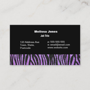 Carte De Visite Motif pourpre de rayure de zèbre (parties