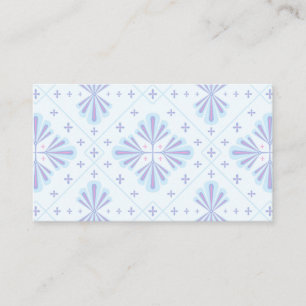 Carte De Visite Motif répétitif floral géométrique bleu pastel