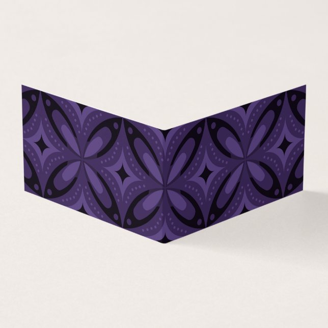 Carte De Visite Motif Rétro de Couleur Violet Foncé (Extérieur)
