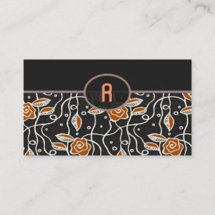 Carte De Visite Motif rétro simple - Noir et orange