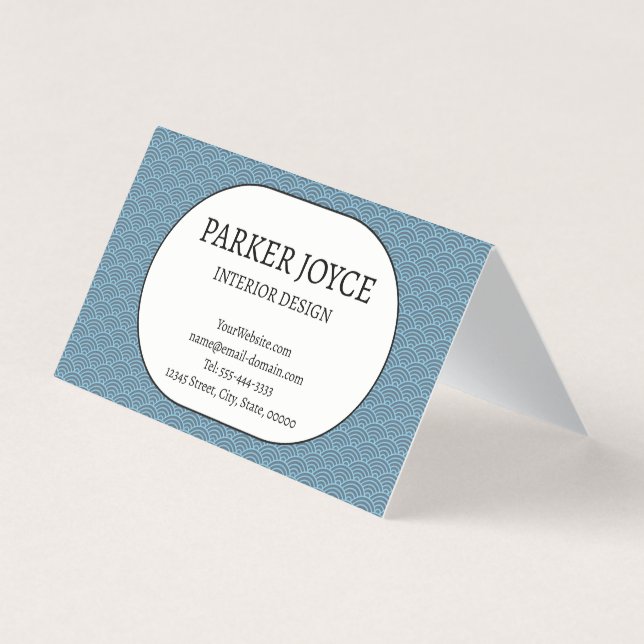 Carte De Visite Motif Rétro Wave Designer d'Intérieur Plié (Devant)