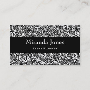 Carte De Visite Motif Rose Abstrait moderne, noir et blanc