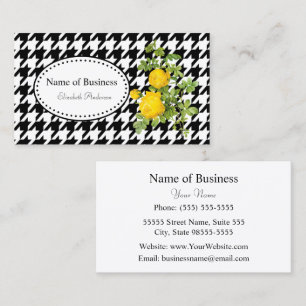 Carte De Visite Motif Rose Jaune Carreaux de Chien