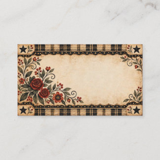 Carte de visite motif rose rouge primitive et carr