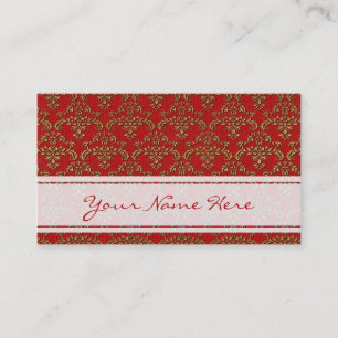 Carte De Visite Motif rouge et or Damask