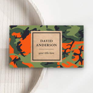 Carte De Visite Motif rustique de camouflage d'oranges de bois Kra