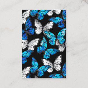 Carte De Visite Motif sans couture sombre avec papillons bleus Mor