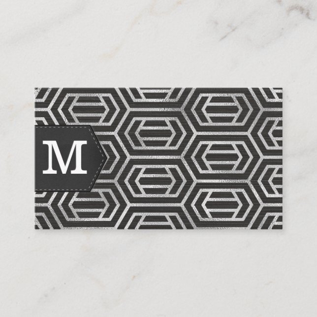 Carte De Visite Motif Silver Foil | Monogramme (Devant)