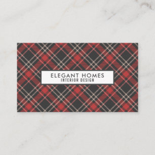Carte De Visite Motif Tartan Plaid Élégant