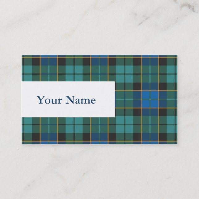 Carte De Visite Motif Tartan plaids - bleu traditionnel vert (Devant)
