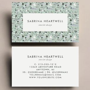 Carte De Visite Motif terrazzo vert menthe gris pour la décoration