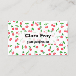 Carte De Visite motif tiré par la main mignon de cerise