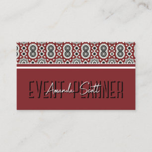 Carte De Visite Motif Tribal Ajrak Sindhi Bourgogne Ethnique