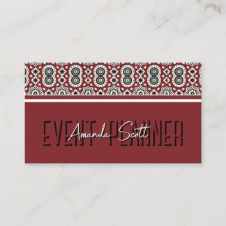 Carte De Visite Motif Tribal Ajrak Sindhi Bourgogne Ethnique