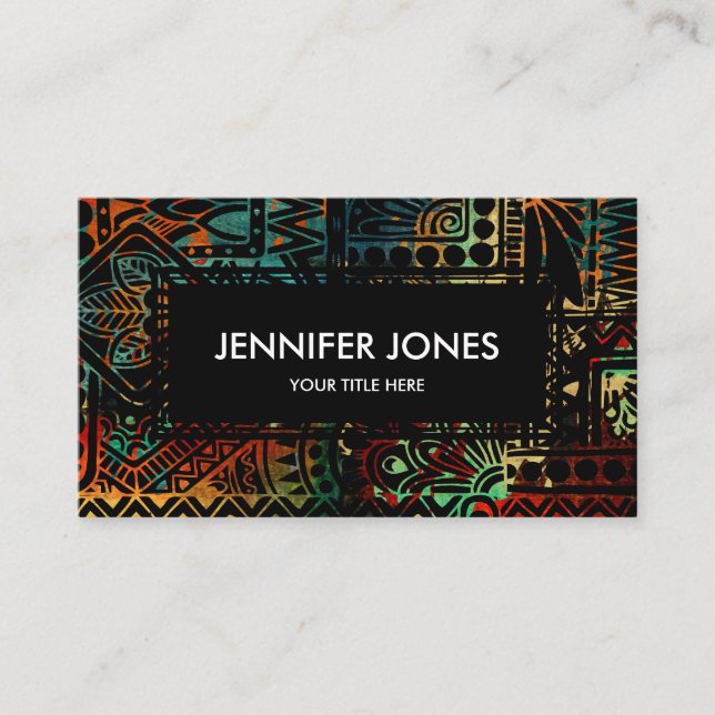 Carte De Visite Motif tribal coloré (Devant)