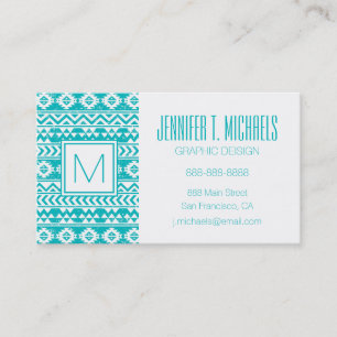 Carte De Visite Motif tribal Turquoise Grunge Aztec