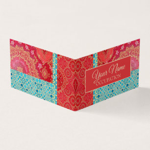 Carte de visite - Motif Turquoise Rouge ORIENTAL