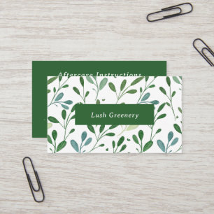 Carte De Visite Motif verdoyant Instructions pour les soins postér