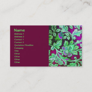 Carte De Visite Motif Vintage floral vert mou