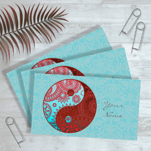 Carte De Visite Motif Yin Yang rouge et bleu ID325