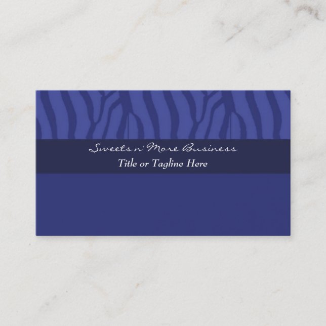Carte De Visite Motif Zèbre Bleu Royal (Devant)