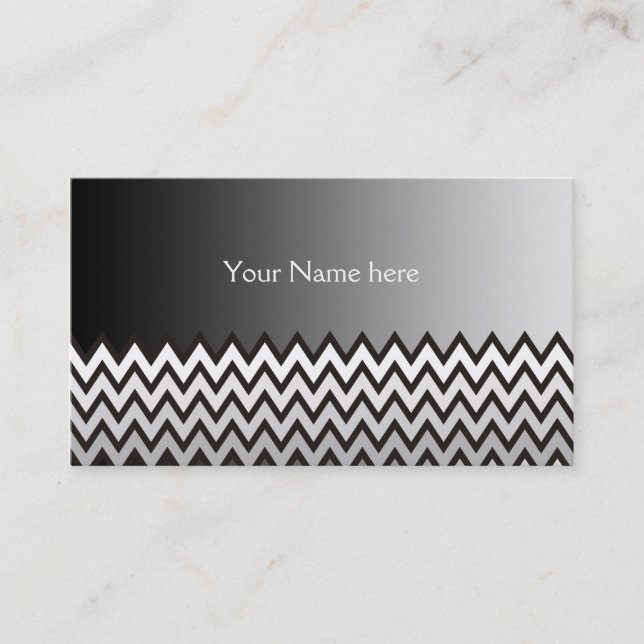 Carte De Visite Motif ZIGZAG - noir blanc gris + votre idée (Devant)